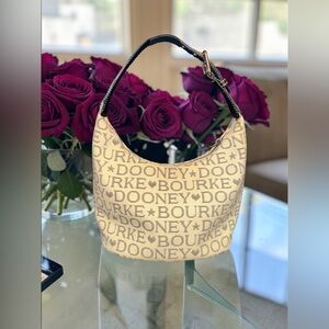 Dooney & Bourke Cream Logo Mini Hobo with Black Handle